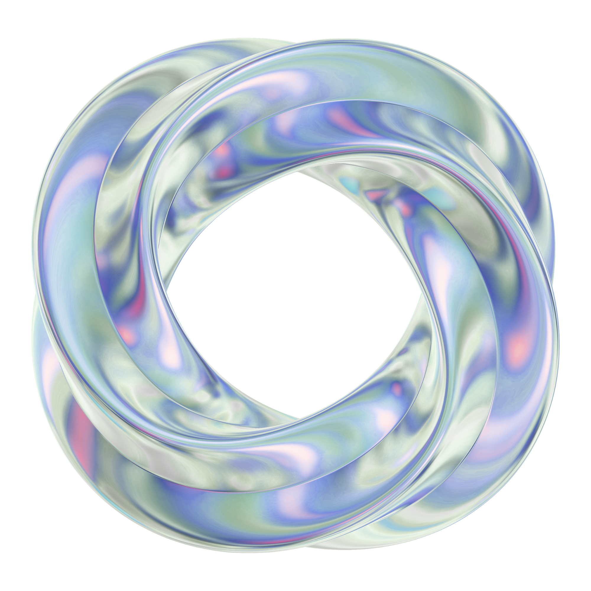 Abstract iridescent interlocking rings